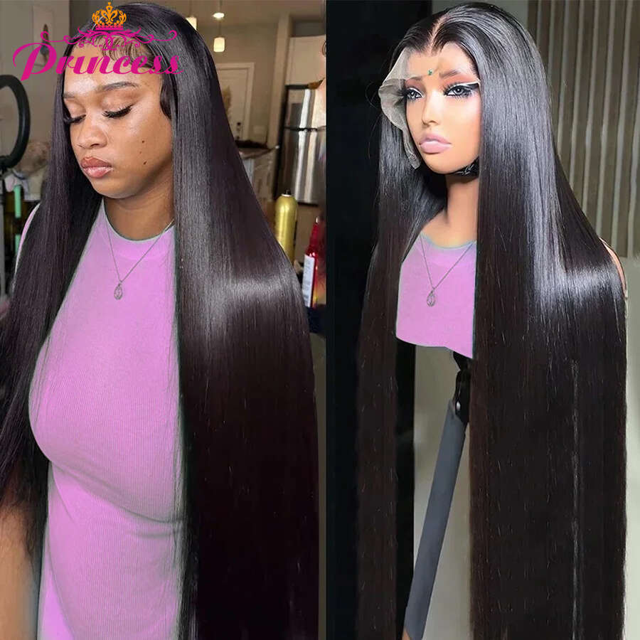 Princess 13x6 HD Frontal Pre Plucked Straight Transparent Lace Front Human Hair Wigs For Women