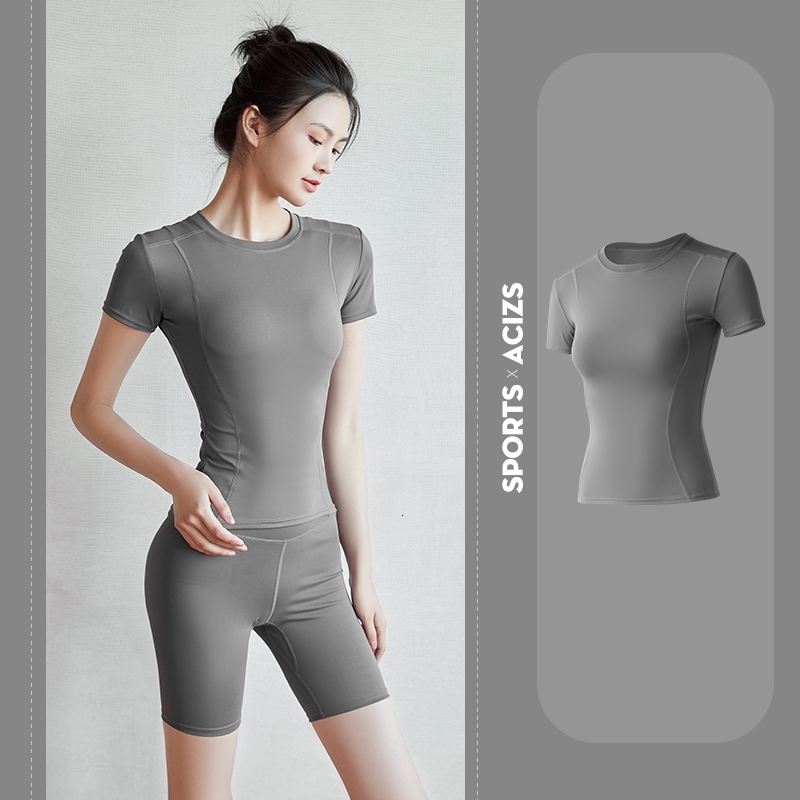 Summer Hot Sale Women Sports Gym Tight T-Shirts Breathable Crop Quick Drying Skin Friendly Yoga Tops