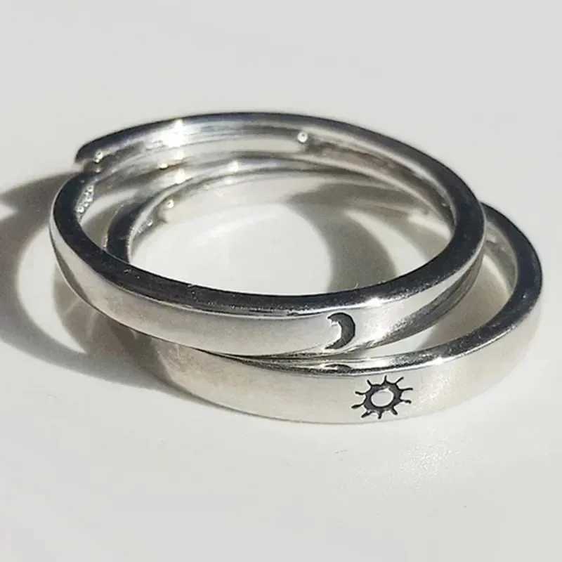 1/2pcs Simple Sun Moon Couple Rings Women Men Fashion Opening Adjustable Stainless Steel Lover Valentine Day Gifts Ring JewelryX240921
