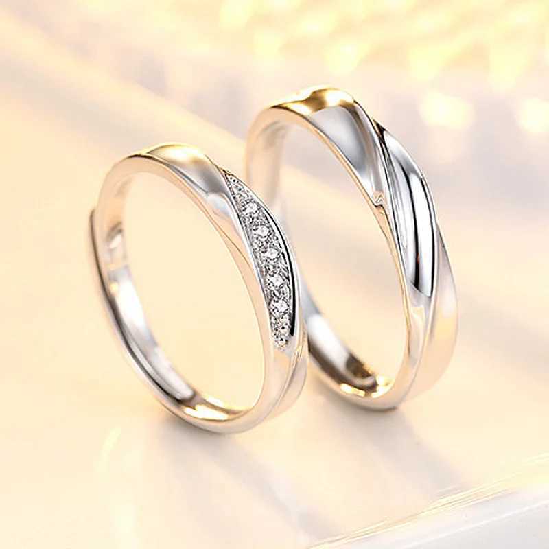 New Trendy Luxury Couple Rings for Women Men Dazzling Square Zirconia Delicate Ring Wedding Valentines Day Romantic JewelryX240921