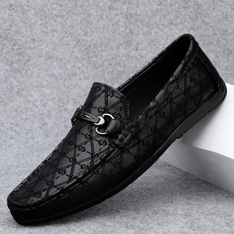 2022 New Black Loafers High Quality Designer Men's Leather Soft Sole Comfortable Casual Shoes Moccasin