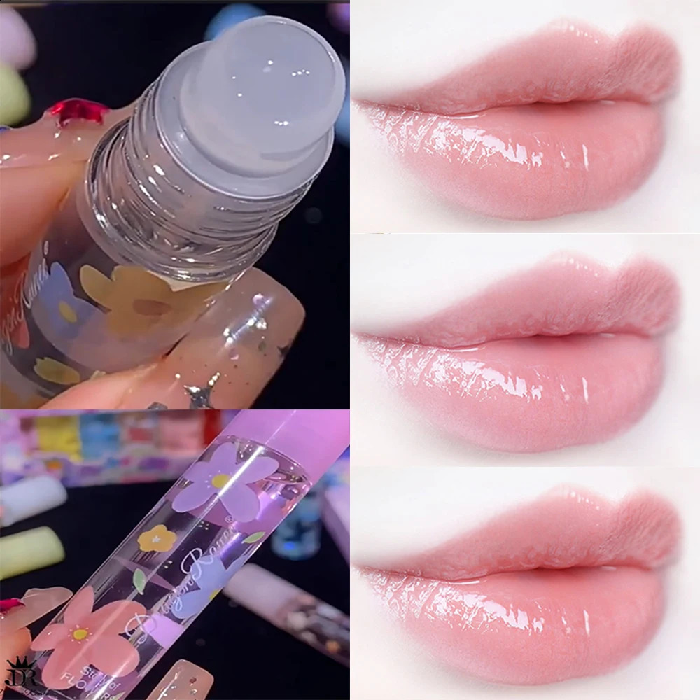 1PC Transparent Lip Gloss Clear Oil Glaze Air Sexy Cute Flower Balm NonSticky Liquid Moisturizing Plumping Tinted 240911