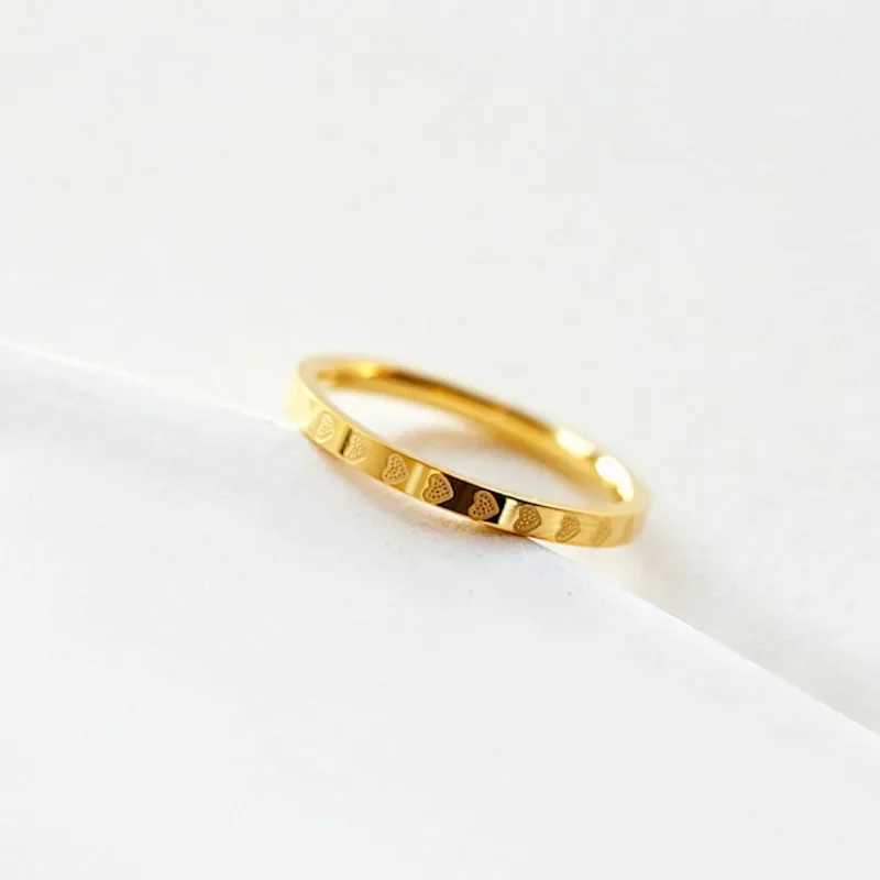 Meetvii Simple Love K-gold Color Titanium Steel Rings for Women Men Thin 2.2mm Width Couple Rings Unique JewelryX240921