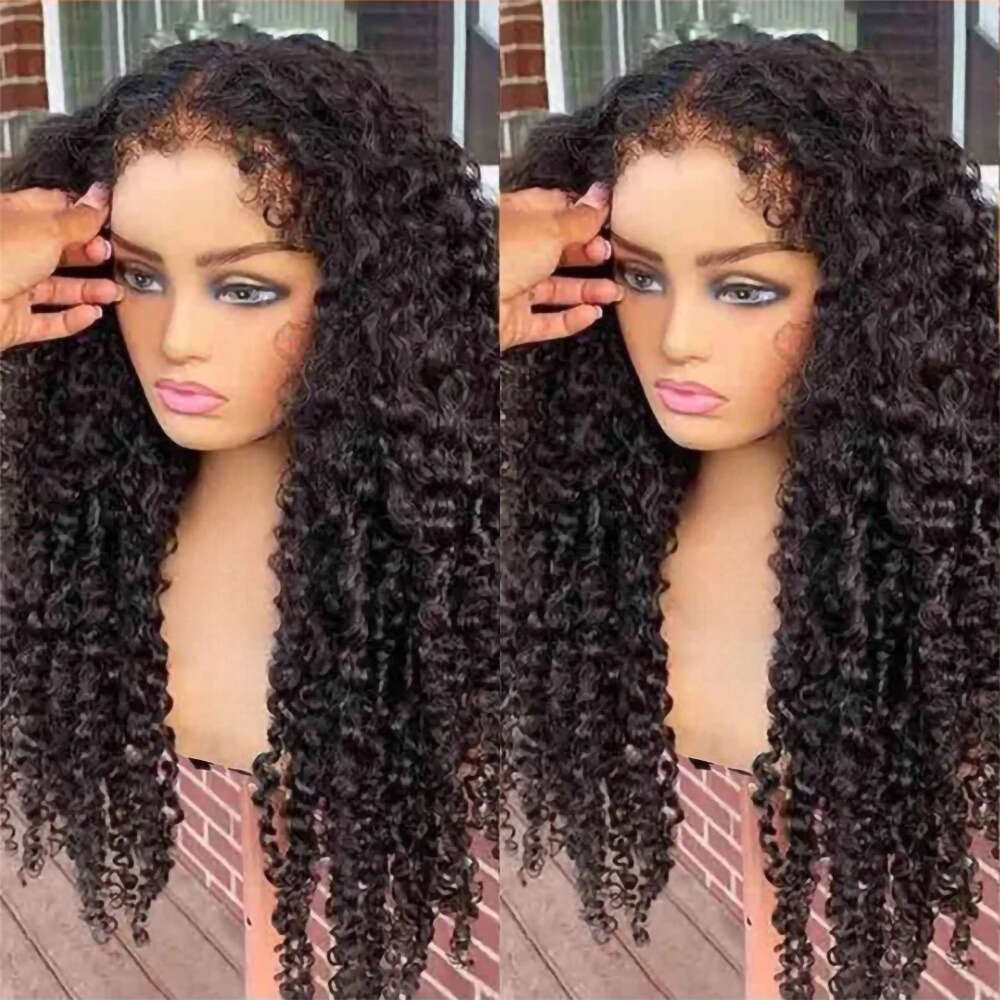 180 Density Wig Kinky Curly Edged Transparent Lace Wigs For Women Human Hair Remy Brazilian 28 30 Inch