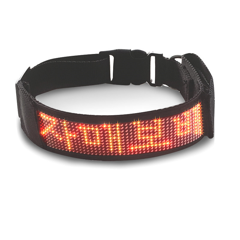 Halloween LED collar display phone control monochrome pet collar leash dog light Bluetooth collar