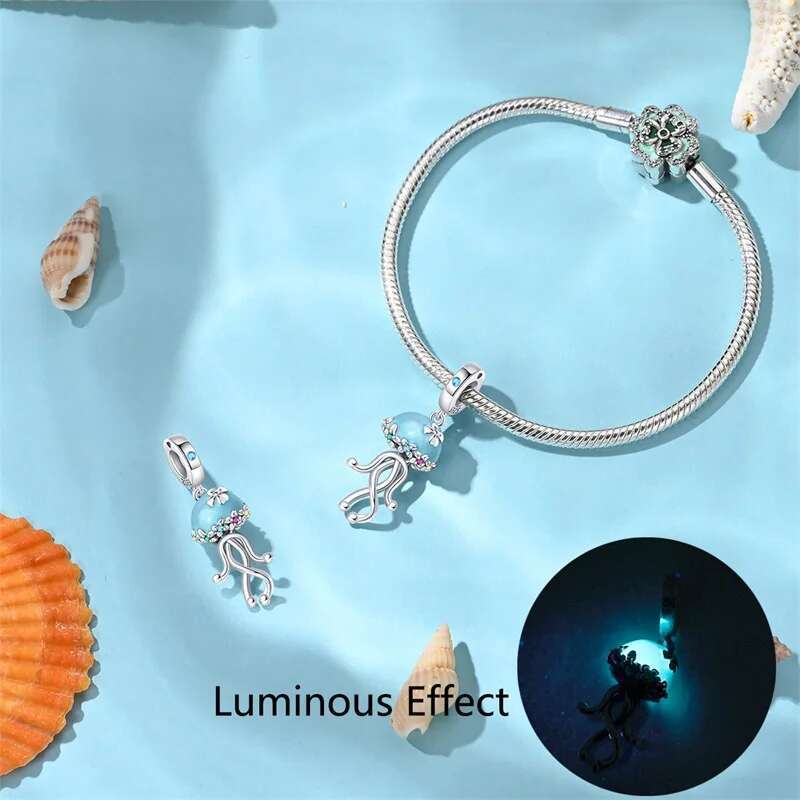 925 Sterling Silver Blue Ocean Ship Lighthouse Starfish Turtle Dolphin Charms Pendants Fit Original Bracelets DIY For Women's Gifts Jewelry