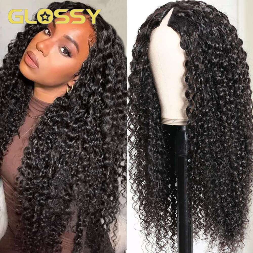 Curly V No Leave Out Glueless U Part Human Hair Wigs For Women 250% Brazilian Deep Wave Frontal Wig On Sale
