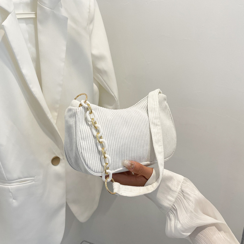 Corduroy solid color underarm bag 2024 Korean version simple artistic dumpling bag