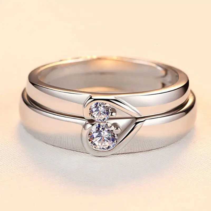 His and Her Heart Couple Rings Adjustable Lover Rings Engagement Wedding Rings Band Friendship Matching Rings GiftX240921