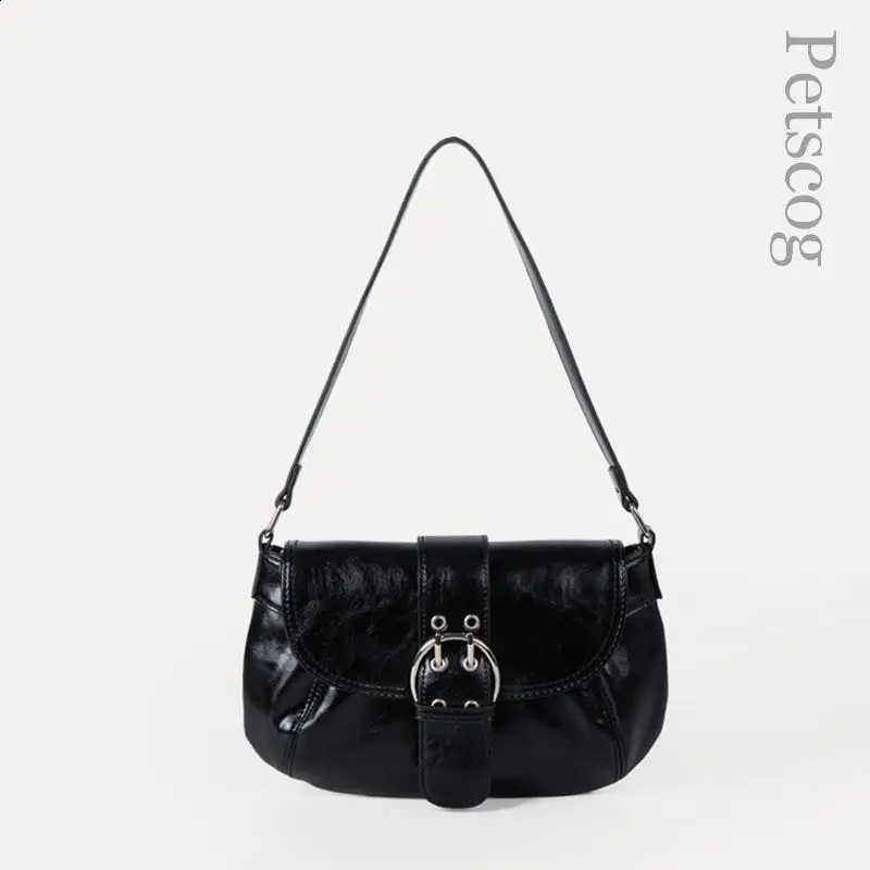 Korean Style Womens Handbag Pu Leather Belt Hasp Half-moon Underarm Hobo Purse Y2K er Shoulder Bags 240918