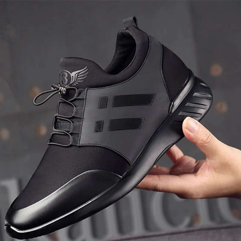 Mens Sneakers Lightweight Running Rubber Males Breathable New Vulcanize for Men Height Increase Leather Shoes