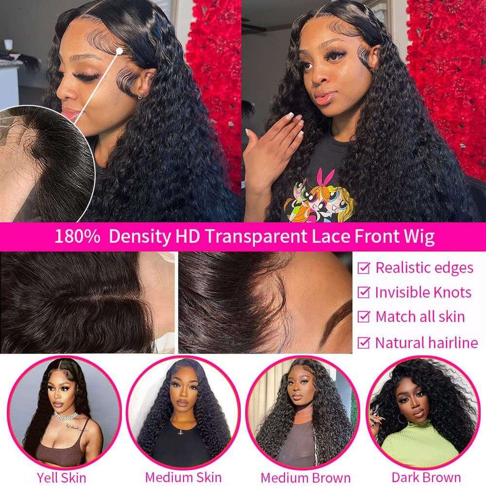 Deep Frontal Wigs For Women Curly 13x4 13x6 Wet And Wavy Water Wave Lace Front Human Hair Wig
