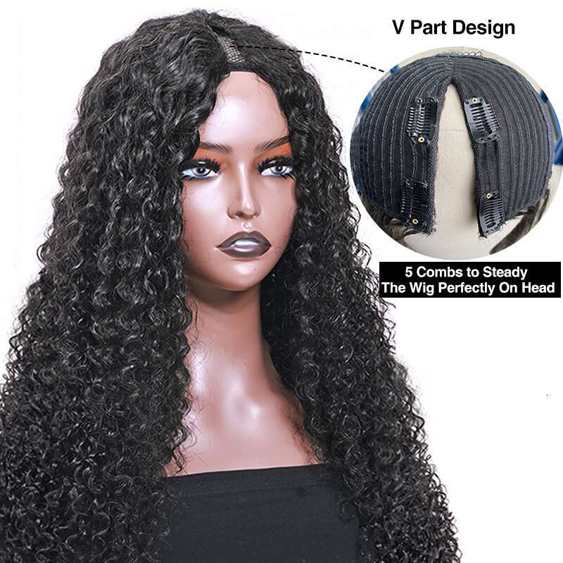 Curly V No Leave Out Glueless U Part Human Hair Wigs For Women 250% Brazilian Deep Wave Frontal Wig On Sale