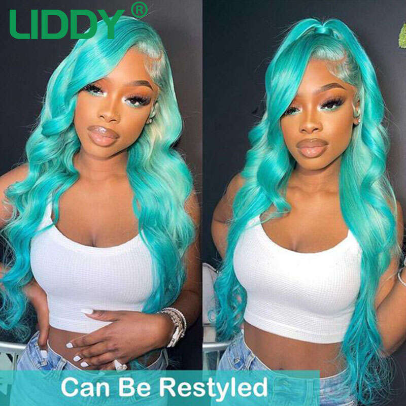 Green 13x4 HD Transparent Wig Straight For Women 613 Colored Lace Front Human Hair Pre Plucked Wigs