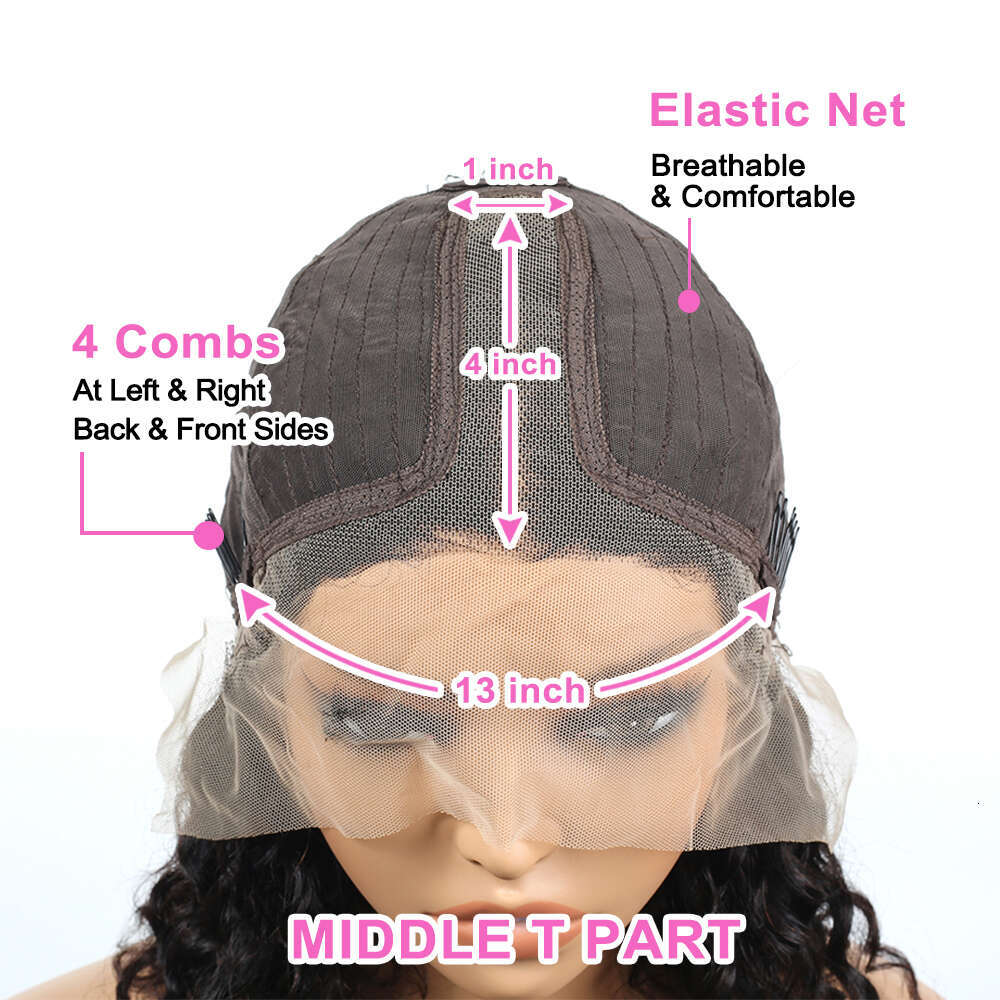 Body Wave Highlight Natural Black Color Bob Brazilian Human Middle Part Lace Frontal Pre Plucked Hair Wig 180 Density