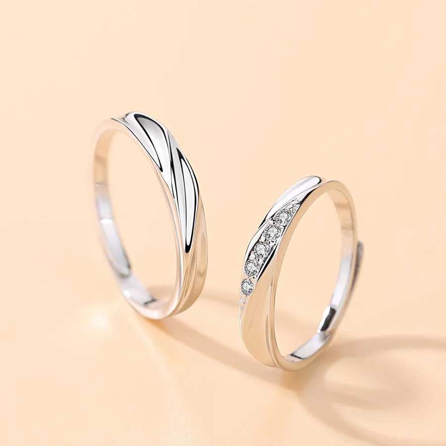 New Trendy Luxury Couple Rings for Women Men Dazzling Square Zirconia Delicate Ring Wedding Valentines Day Romantic JewelryX240921
