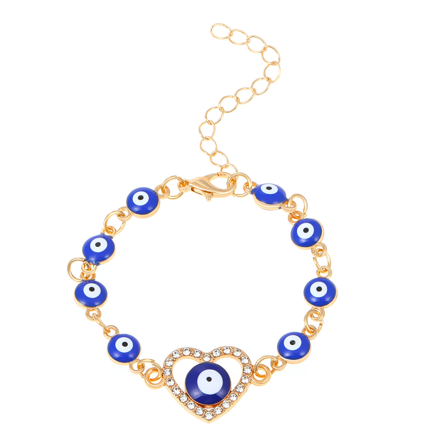 Beaded bracelet European and American Fashion Handpiece Devil's Eye Hollow Diamond Heart Drip Oil Eye Bracelet