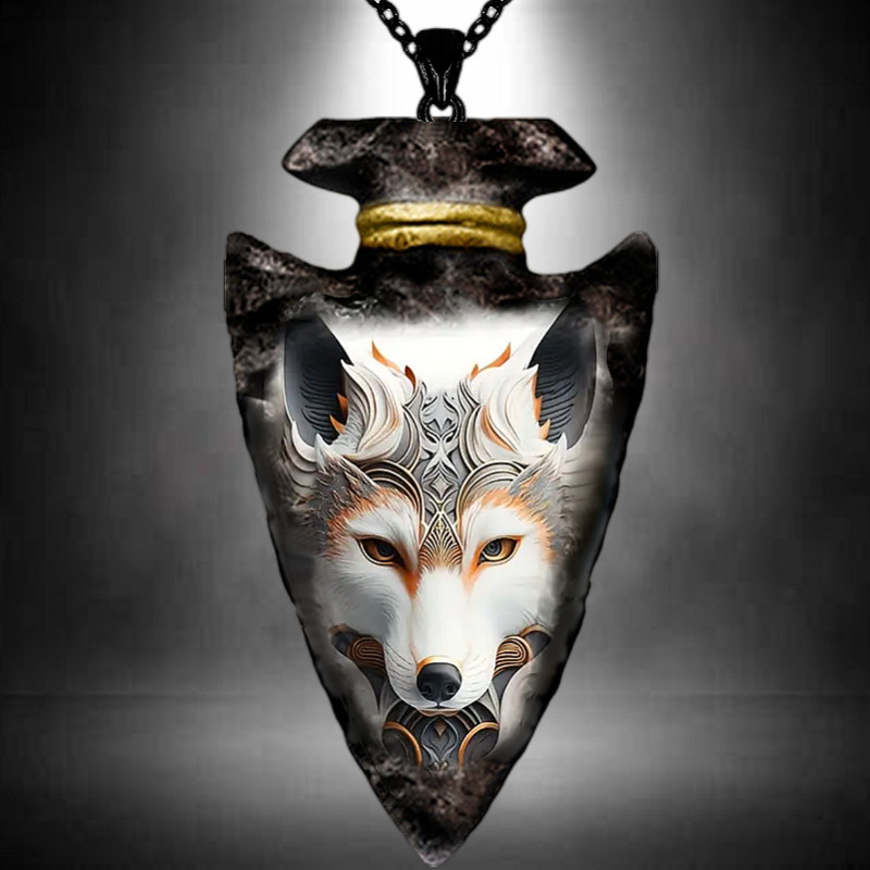 Creative White Wolf Wolf King Totem Pendant Viking Warrior Trendy Street Hip Hop Necklace Free shipping