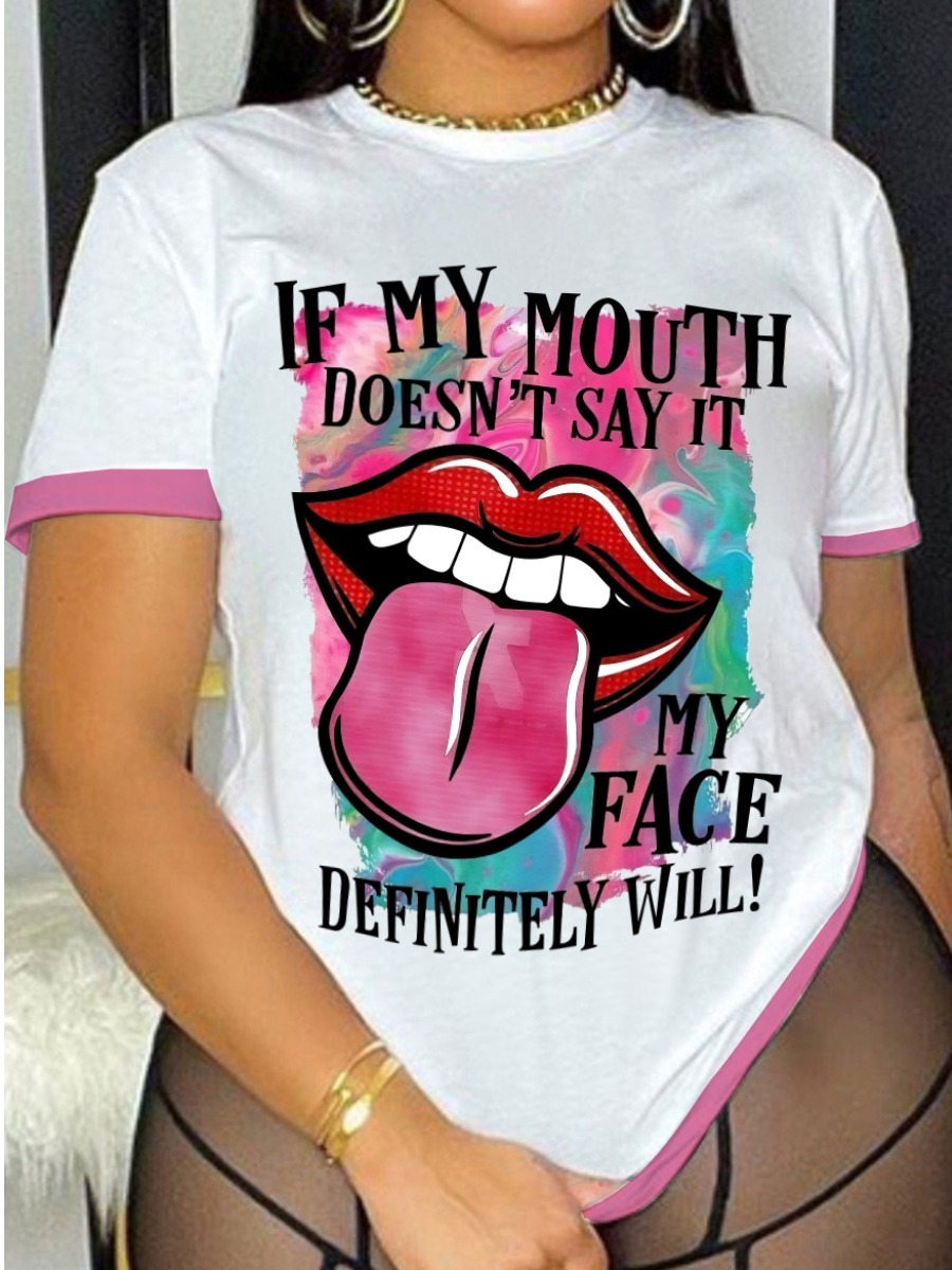2024 new plus size summer T-shirt letter print women's fashionable round neck casual top short sleeved T-shirt free shipping