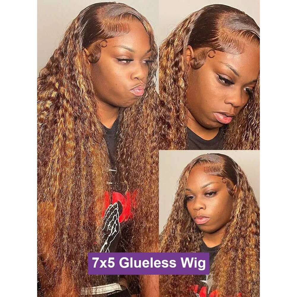 Loose Deep Wave Wig Human Hair Ready To Wear13x4 13x6 Lace Closure Curly Highlight Ombre 4/27 Preplucked Haire Pre Cut