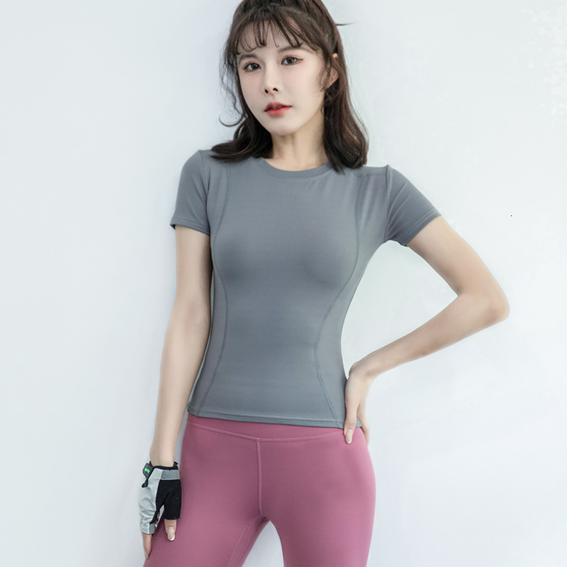 2024 New Women's Sports Fiess Suit Running Slimming Tight Yoga Short Sleeved T-Shirt