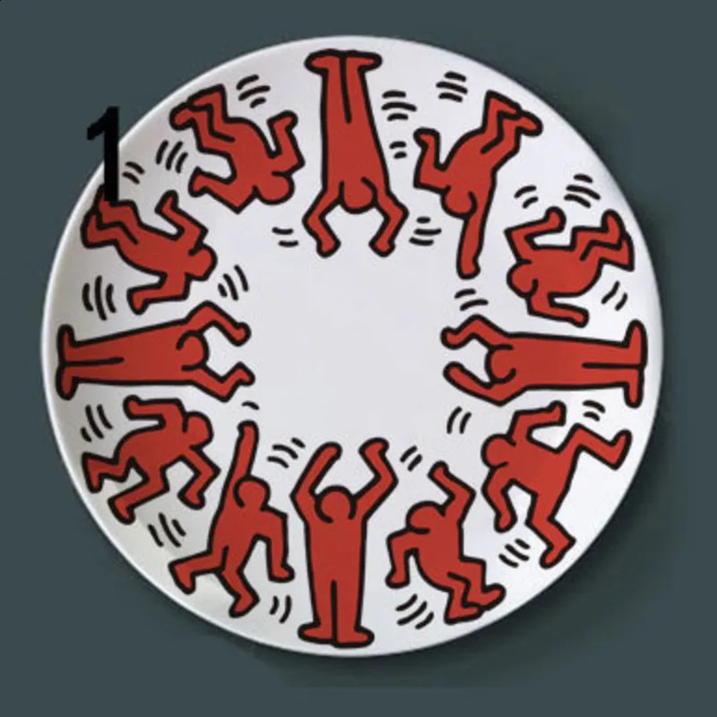 Funny Graffiti Wall Hanging Plate Graffiti Painting Decorative Plate Street Culture Plate Desktop Ornaments Entrance Home Decor 240920