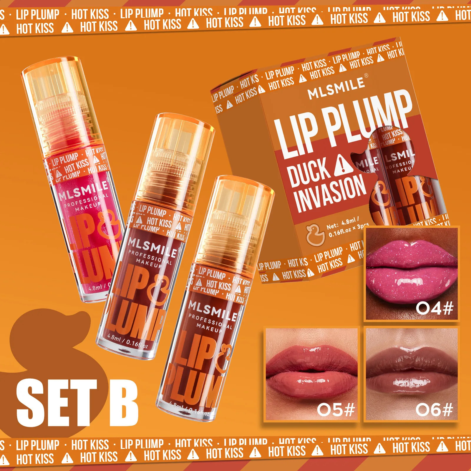 MLSMILE 3pcs Duck Mouth Fruit Fragrance Plump Lip Oil Moisturizing Mirror Gloss Beep Glaze Set 240911