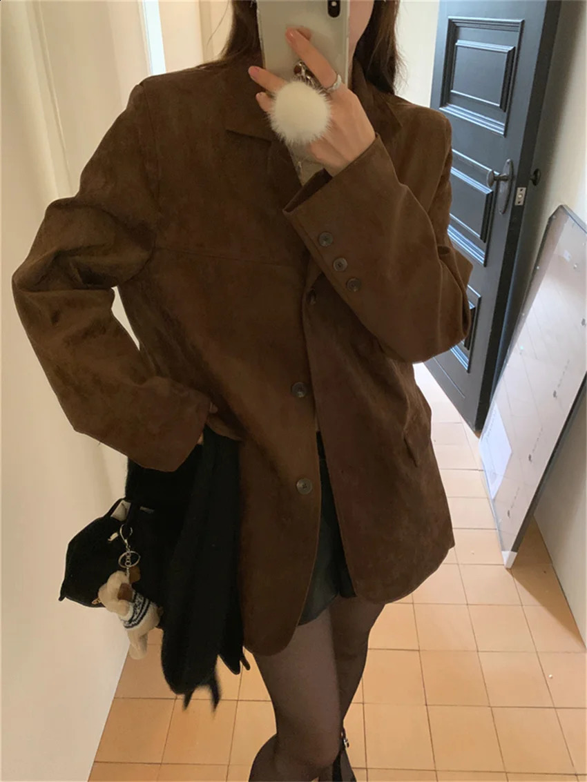 Alien Kitty M-L Women Chamois Blazers Chic Elegant Office Lady High Street Slim 2024 Minimalist Vintage Spring Daily Coats 240918