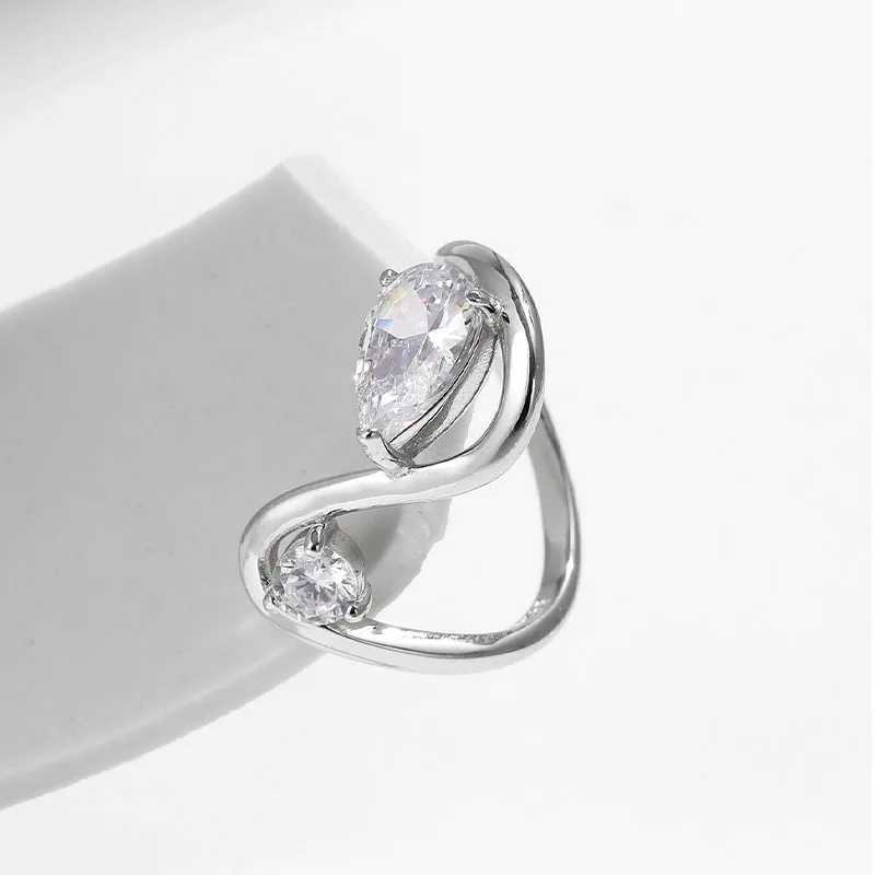 Hypoallergenic 925 Sterling Silver Ring For Women Water Droplet Zircon wedding Ring Anniversary Gift Irregular Exquisite JewelryX240921