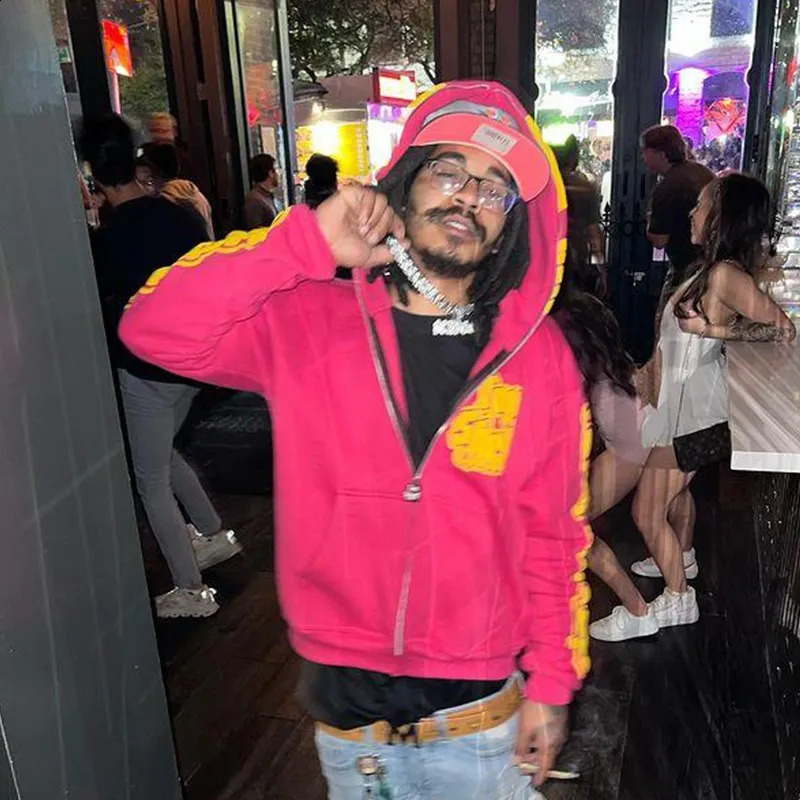 Men Star Letter Printed Hoodies Y2K Autumn Retro Long Sleeve Oversized Sweatshirts Female Harajuku Hip-hop Zipper Hooded Jackets 240913