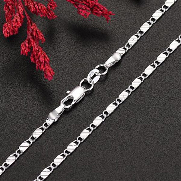 Fine 925 Sterling Silver 4MM flat chains Necklaces for Men Women wedding party Jewelry Christmas gifts 45-75cm