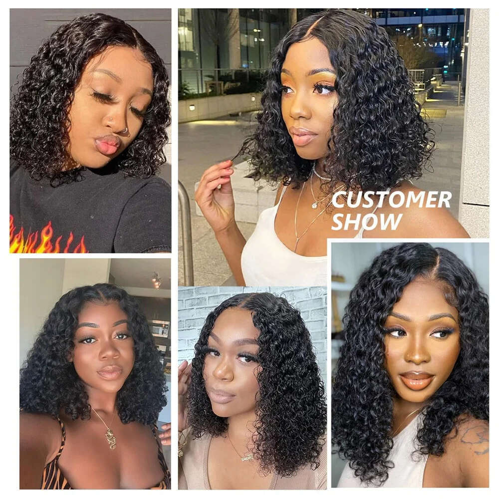 Pretty Diary Curly Wigs Human Hair Short Bob 13x4 Transparent Lace Front Deep Wave Glueless Ready To Wear 5x5 Closure Wig Precut