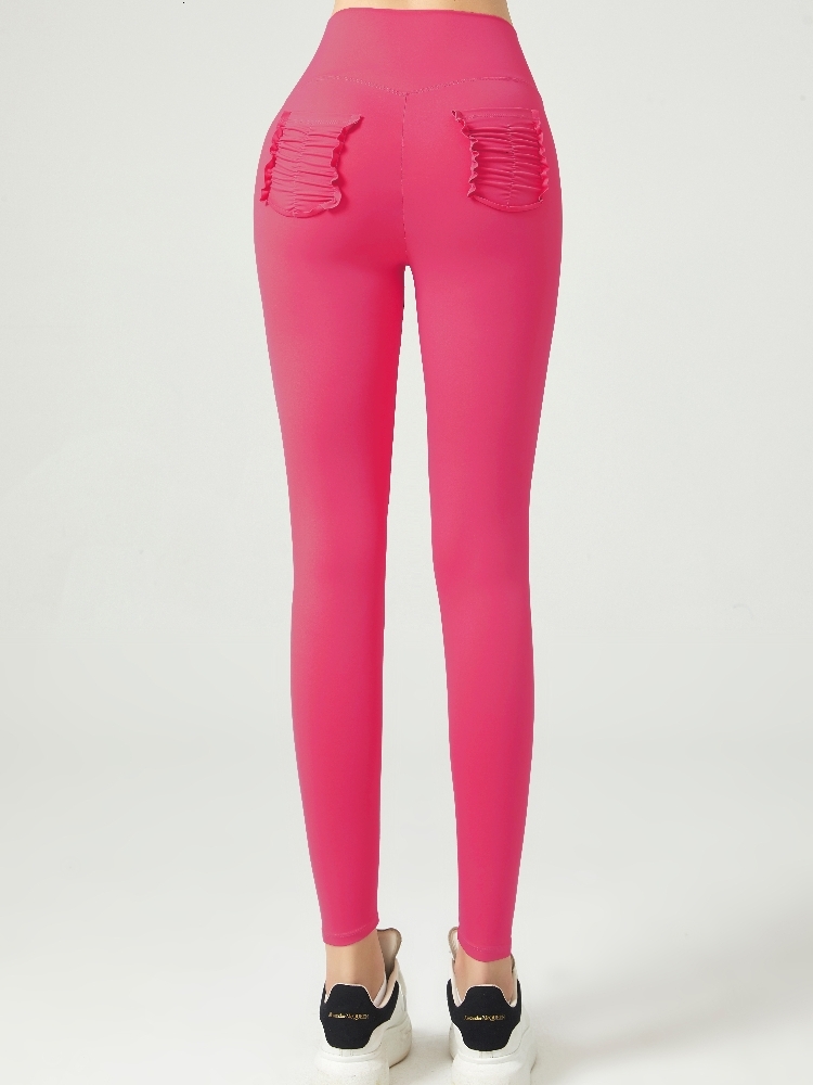 High Waist Women Yoga Stretch Fiess Gym With Back Pocket Exercise Sports Pants Training Tights Running Leggings Quick