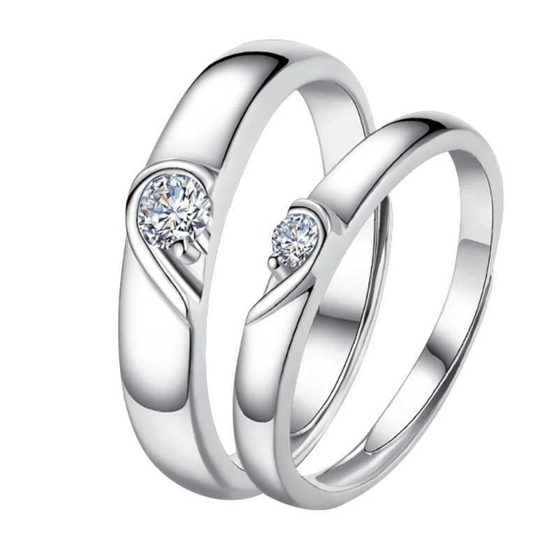 His and Her Heart Couple Rings Adjustable Lover Rings Engagement Wedding Rings Band Friendship Matching Rings GiftX240921