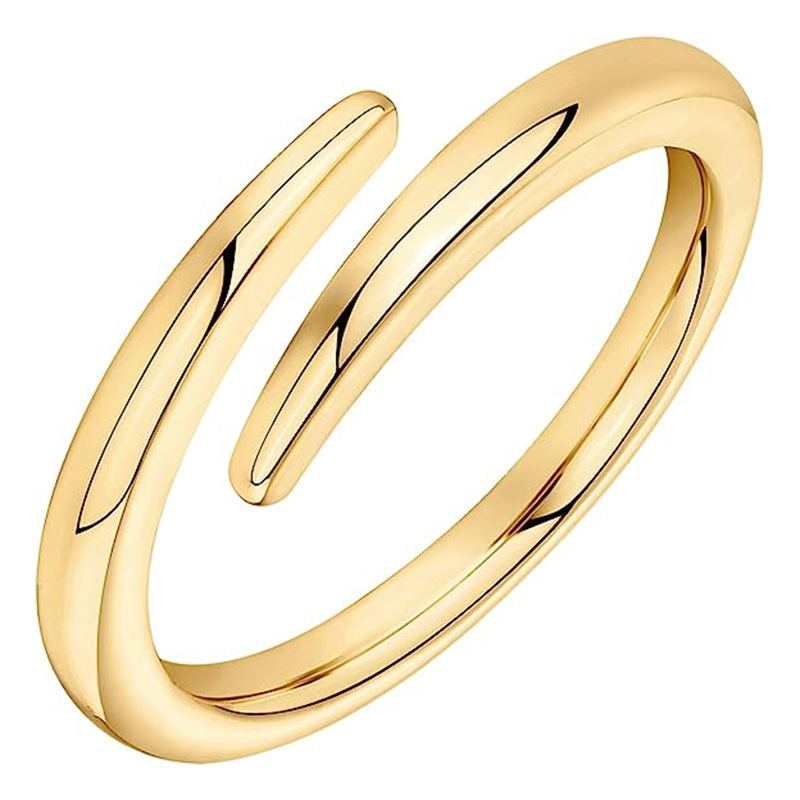 New Personality Couple Simple Plain Glossy Gold Titanium Steel Open able Ring Free shipping