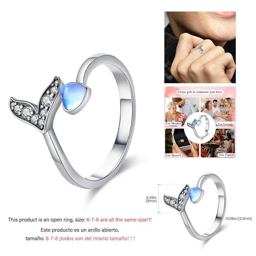 New 925 Silver Open Ring Heart Fishtail Ring Murano Infinity Symbol Ring Suitable for womens fashion jewelry commemorative giftX240921