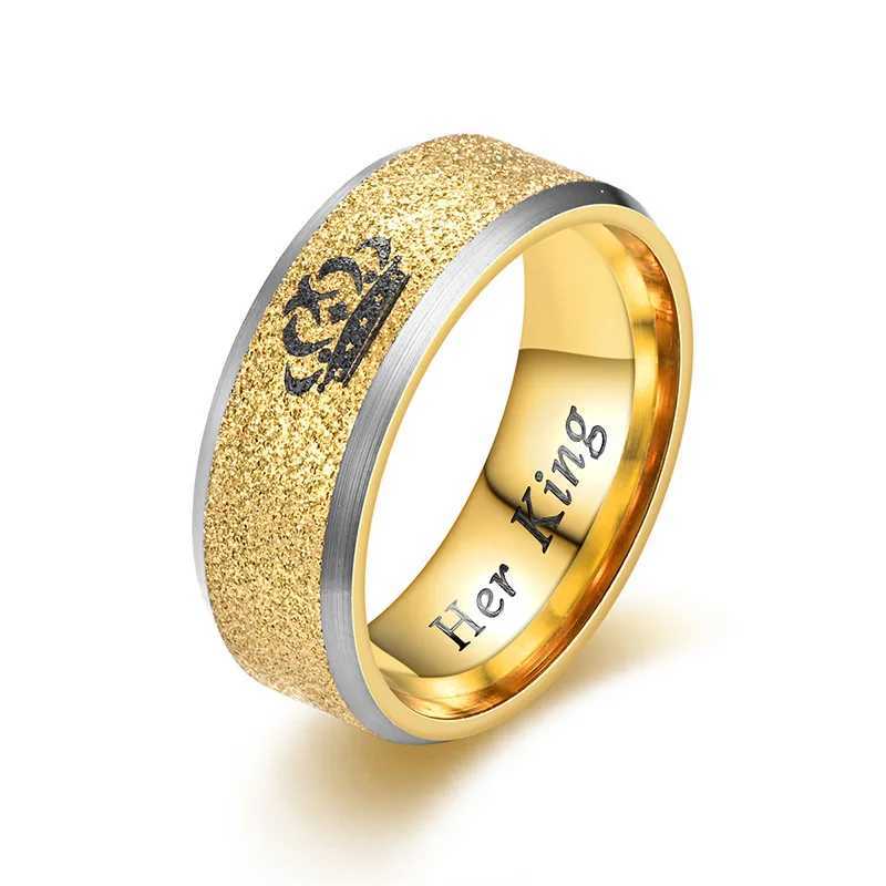 New Simple and Fashionable Pair Ring Her King His Queen Titanium Steel Couple RingX240921