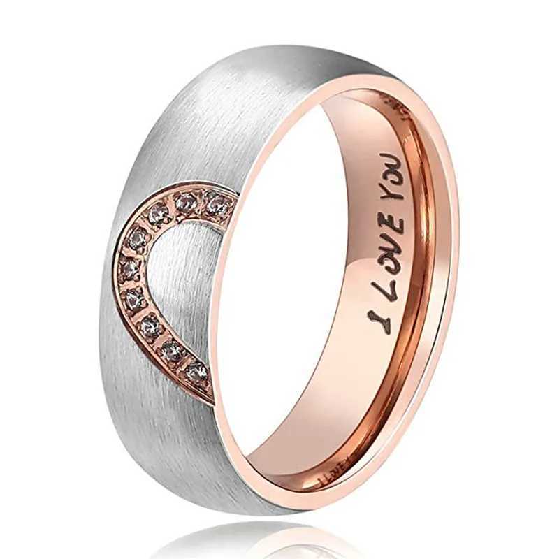 Fashion His and Her New Titanium Steel Heart Shape Matching Set Real Love Couples Wedding Band Jewelry GiftX240921