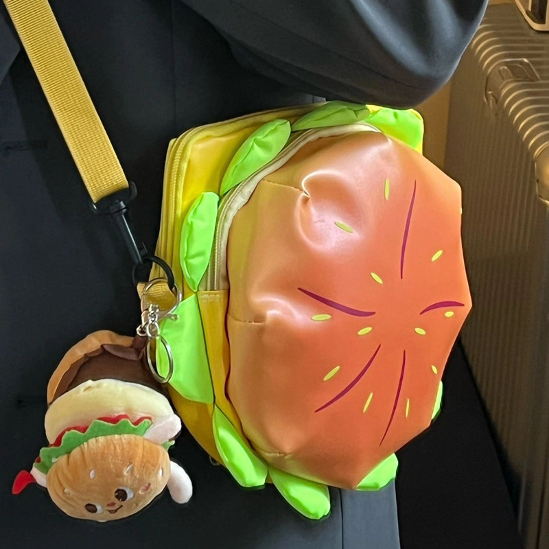 Hamburger cross bag cartoon cheese 3D burger cross bag for women cute and versatile shoulder bag