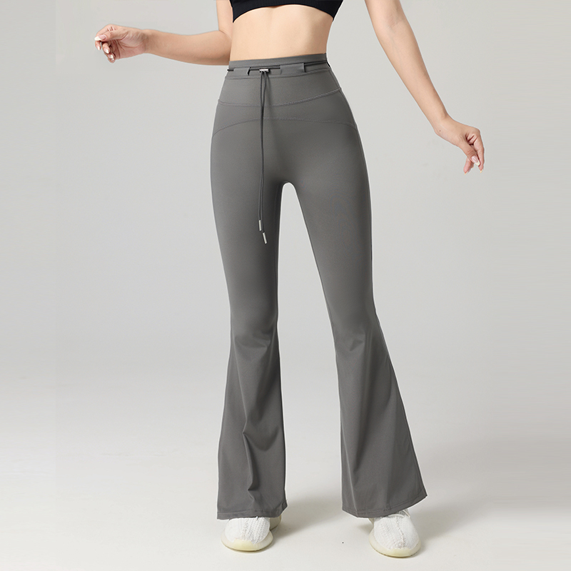 Nude Feeg Quick Drying Fiess Drawstring Hip Lifting High Waist Slim Fitting Yoga Pants Woman