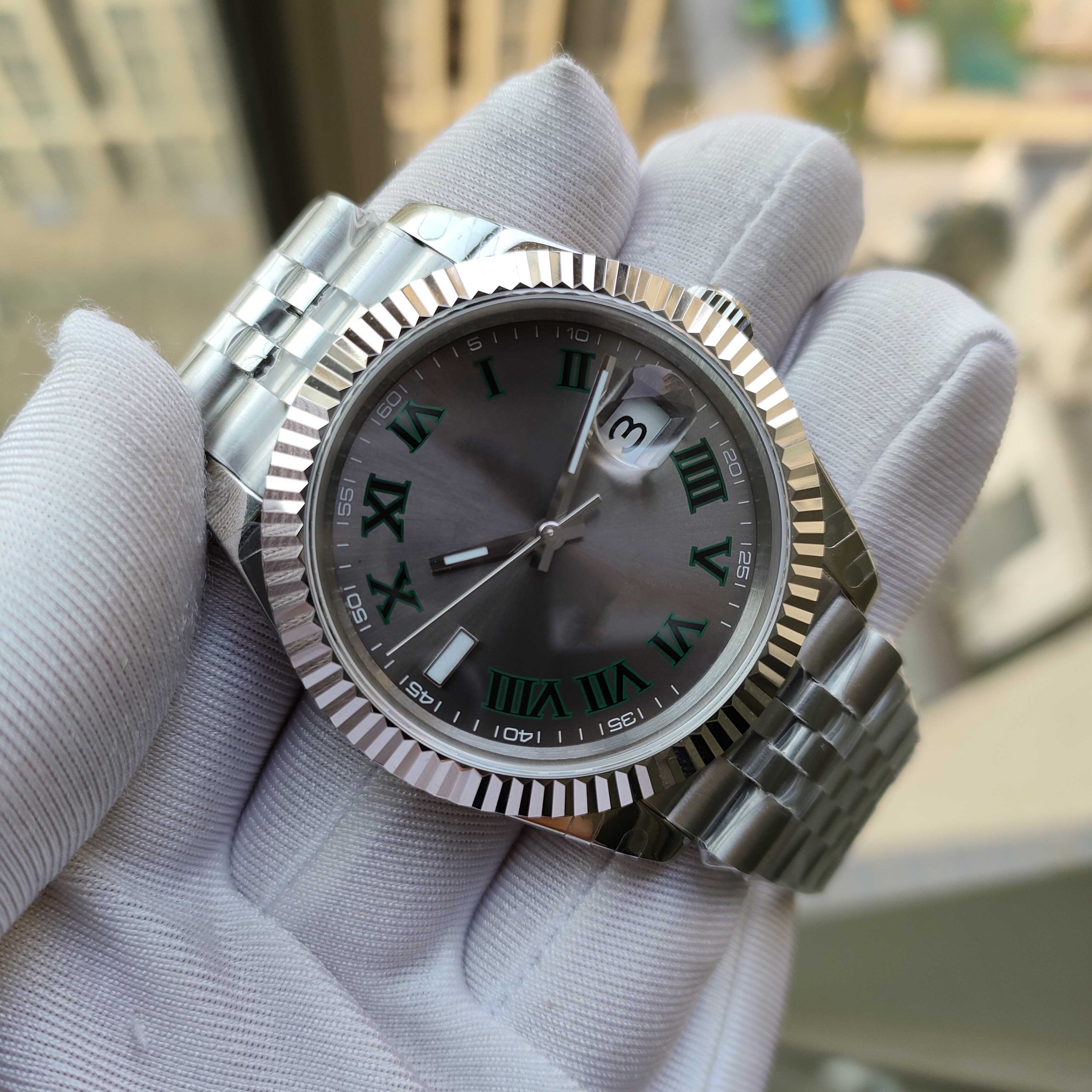 Watches of Men's Mint Wimbledon Green Rome Turquoise Watch Men 41mm BP Automatic Jubilee Bracelet Sapphire Mechanical BPF Rhodium Silver 126334 126300 Wristwatches