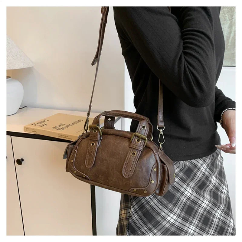 Maillard Boston Handbag Women Retro Motorcycle Bag Handbag Versatile Mini Hand-held Shoulder Crossbody Bag Paquete 240909