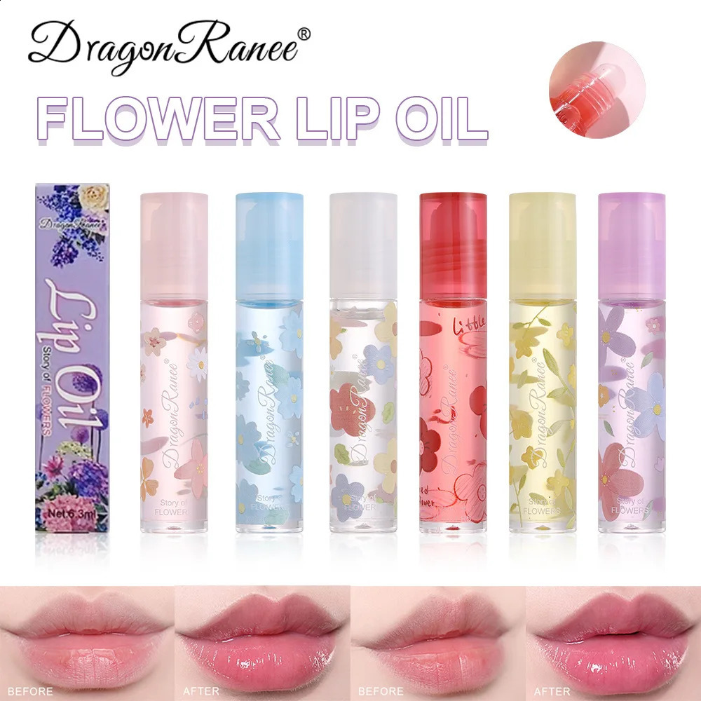 1PC Transparent Lip Gloss Clear Oil Glaze Air Sexy Cute Flower Balm NonSticky Liquid Moisturizing Plumping Tinted 240911