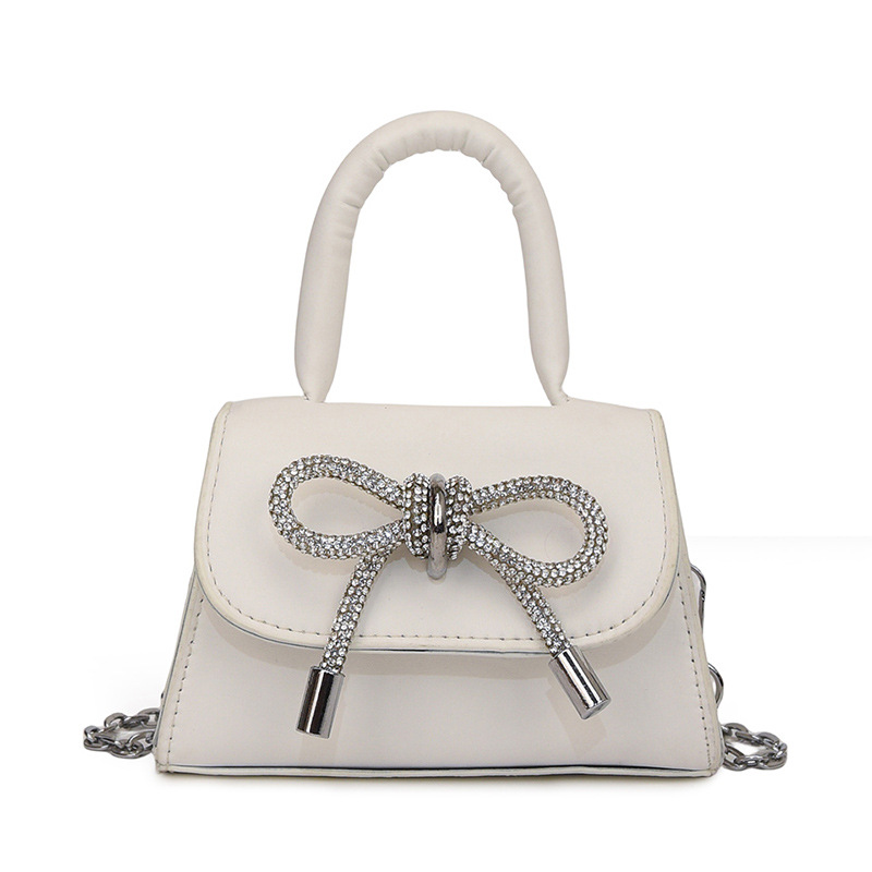 Bow shaped Korean style western-style small square bag Female 2024 new mini handbag Simple chain shoulder bag
