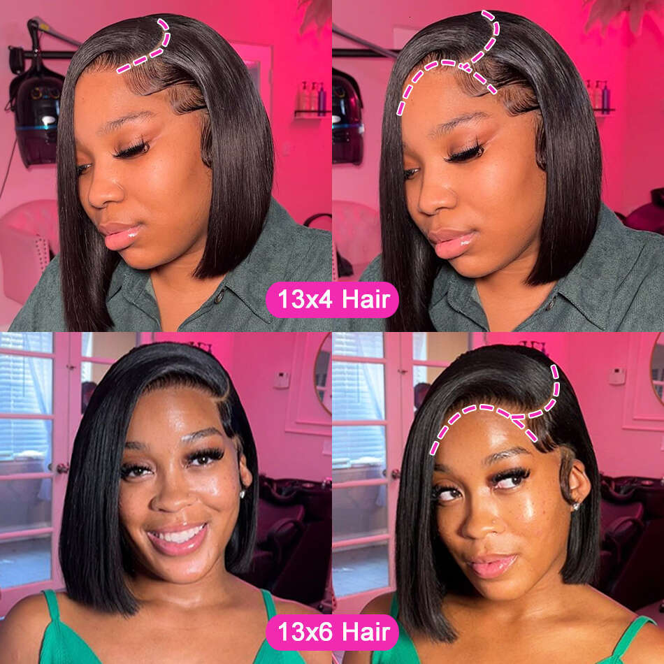 13x4 Bone Straight Short Bob Front Wigs Pre Plucked 13x6 Lace Frontal Human Hair Brazilian Remy 4x6 Closure Wig For Women