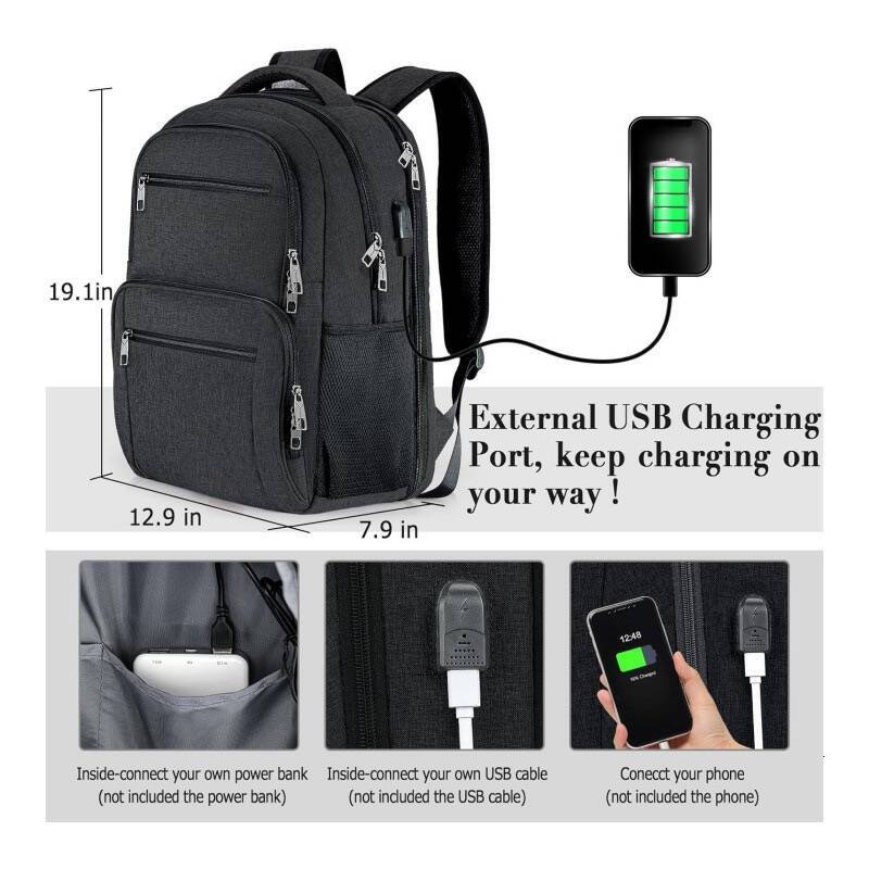 BIKROD Men and Women, School Backpac for Teen Boys Water Resistant TSA Travel Backpack with USB Charging Port, Business Anti Theft Sturdy Computer Bag