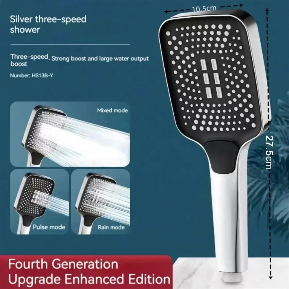 Adjustable Shower Head 3 Mode Rainfall Large Flow Showerhead High Pressure Water Saving Mixer Bathroom Accessories 240918