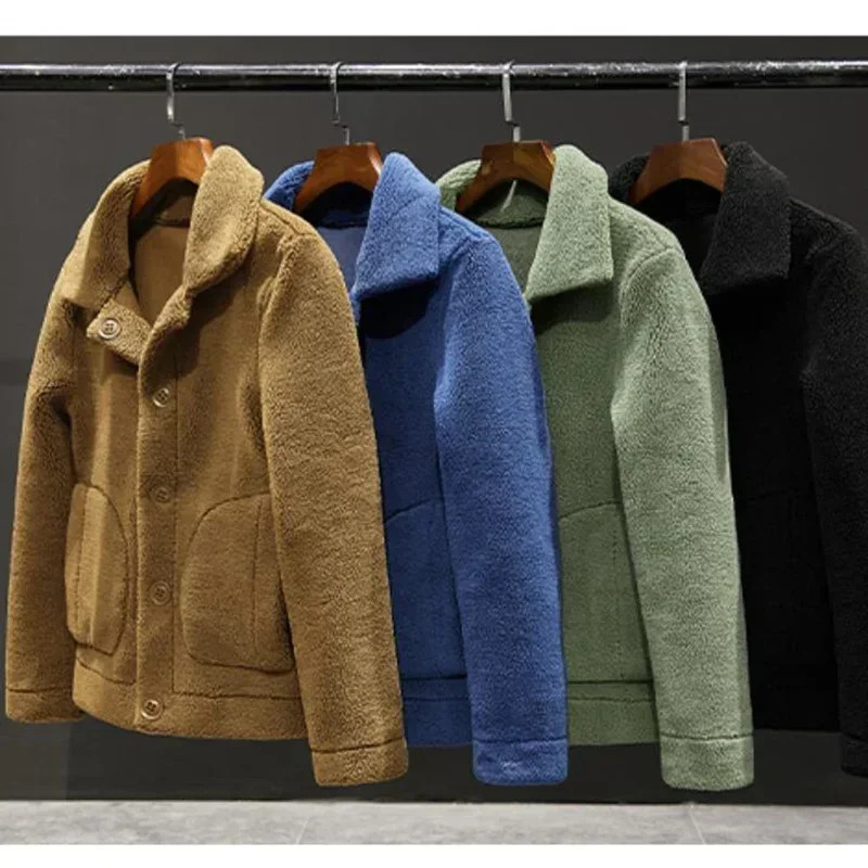 Warm Men's Granular Fabric Reversible Wool Plus High Quality S-4Xl Men Winter Jacket