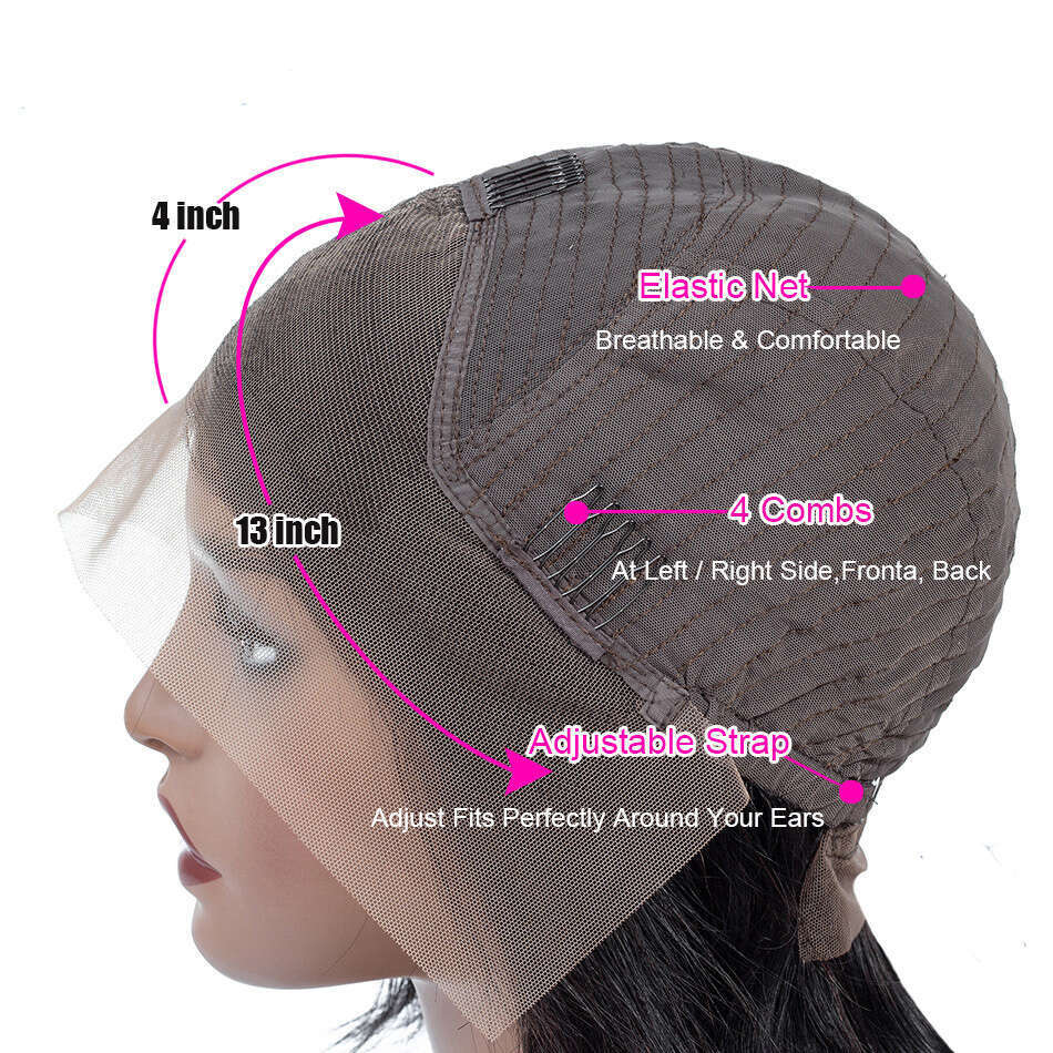 Deep Wave 200 Density Frontal Hd Lace Front Wig Human Hair Moxika