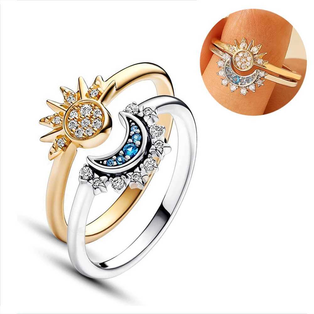 Fashion Sun Moon Star Rings For Women Temperament Adjutment Sparkling Couple Rings Set Finger Wedding Jewelry Charm GiftsX240921